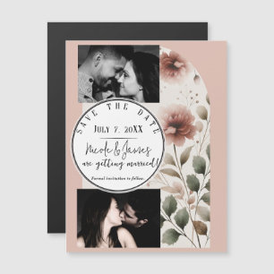 Carte Magnétique Desert Rose Rose & Vert Floral Enregistrer La Date