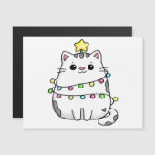 Carte Magnétique Design de Noël de chat mignon (Devant / Derrière)