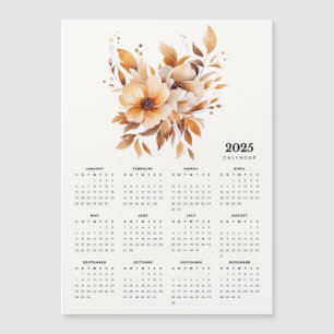 Carte Magnétique Design floral élégant Calendrier magnétique beige