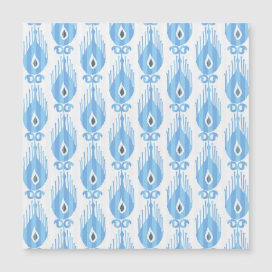 Carte Magnétique Design Motif Ikat Blanc Bleu (Devant)