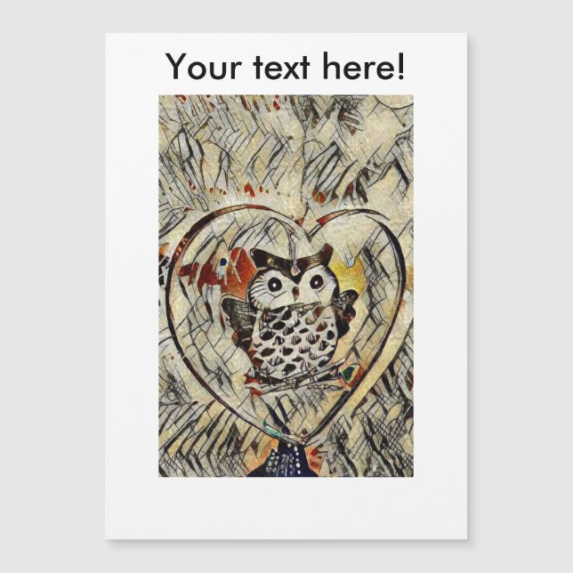 Carte Magnétique Dessin de hibou (Devant)