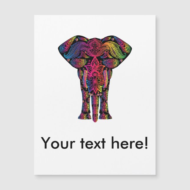 Carte Magnétique Dessin d'éléphant coloré (Devant)