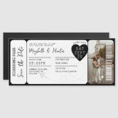 Carte Magnétique Destination Wedding Boarding Pass Ticket QR Code (Devant / Derrière)