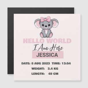 Carte Magnétique Détails du bébé né Pink Koala