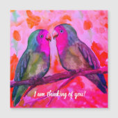 Carte Magnétique Deux petits oiseaux d'amour, je pense à vous (Devant)