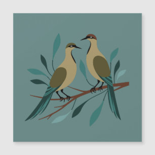 Carte Magnétique Deux tourterelles Pochoir découpé Style Rétro 3