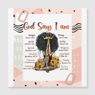 Carte Magnétique Dieu dit que je suis Black Christian Femmes Melani