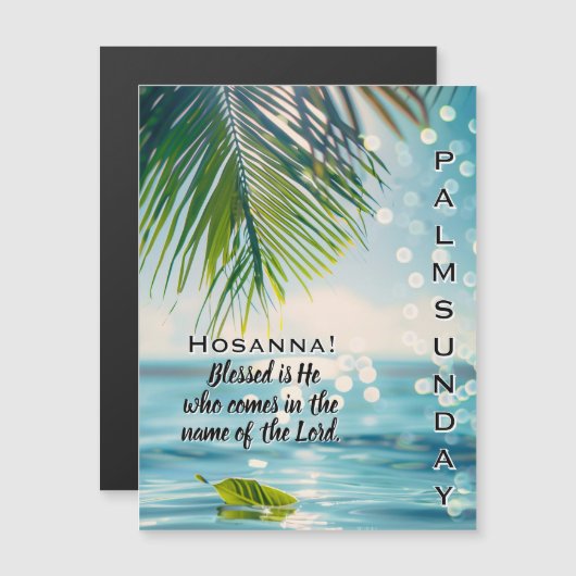 Carte Magnétique Dimanche des Rameaux Hosanna Écriture (Devant / Derrière)