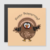 Carte Magnétique Dinde de PengsGiving joyeux (Devant / Derrière)
