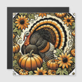 Carte Magnétique Dinde de Thanksgiving (Devant / Derrière)