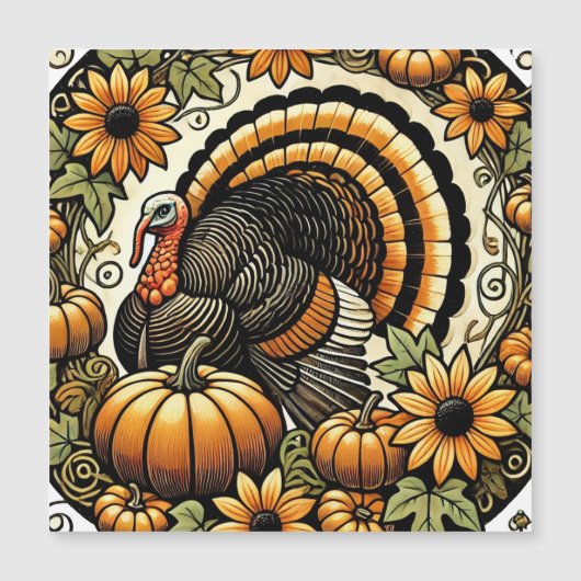 Carte Magnétique Dinde de Thanksgiving (Devant)