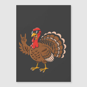 Carte Magnétique Dinde de Thanksgiving Métal Tête de Métal Cornes d