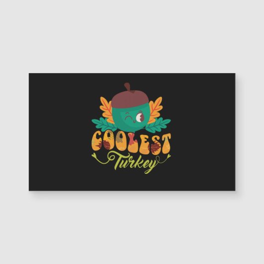 Carte Magnétique dinde la plus cool de la fête de Thanksgiving (Devant)