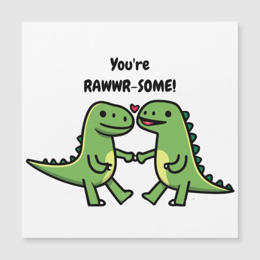 Carte Magnétique Dinosaure valentines (Devant)