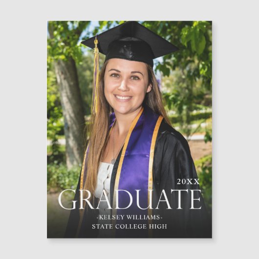 Carte Magnétique Diplômé Trad 3M & Aimant de fin d'études Photo Plu (Devant)