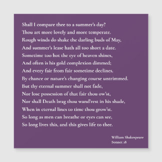 Carte Magnétique Dois-je te comparer à une journée d'été ? sonnet 1