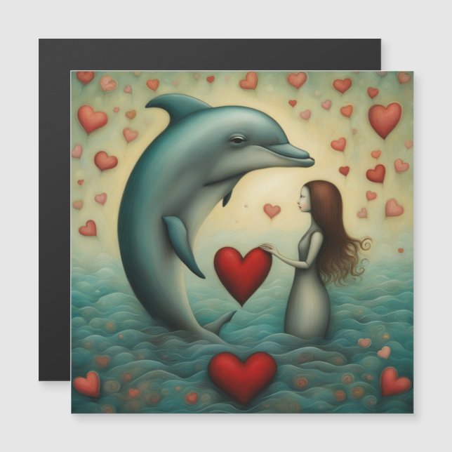 Carte Magnétique Dolphin Love 1 (Devant / Derrière)