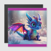 Carte Magnétique Dragon dans la neige. (Devant / Derrière)