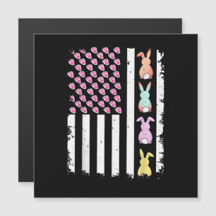 Carte Magnétique Drapeau américain avec lapin pour le jour de Pâque