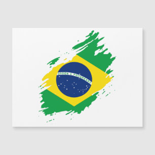 Carte Magnétique Drapeau déchiré du Brésil Fierté nationale Sports 