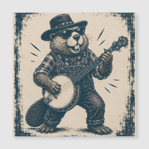Carte Magnétique Drôle Art de Musique Country Vintage Castor Bluegr
