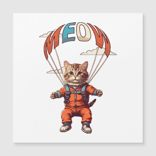 Carte Magnétique Drôle chat Skydiving (Devant)