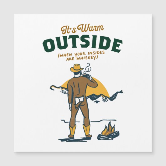 Carte Magnétique Drôle Cowboy Boire Whiskey (Devant)