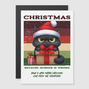 Carte Magnétique Drôle de chat sarcastique tendance Noël rétro vaca