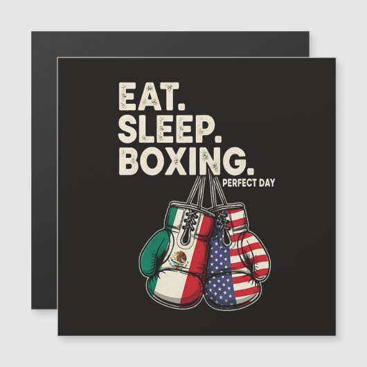 Carte Magnétique Drôle Manger Dormir Répéter Boxe (Devant / Derrière)