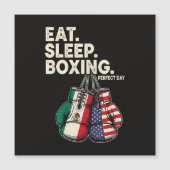 Carte Magnétique Drôle Manger Dormir Répéter Boxe (Devant)