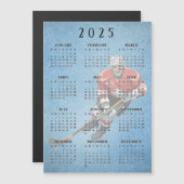 Carte magnétique du calendrier 2025 pour le hockey (Devant / Derrière)