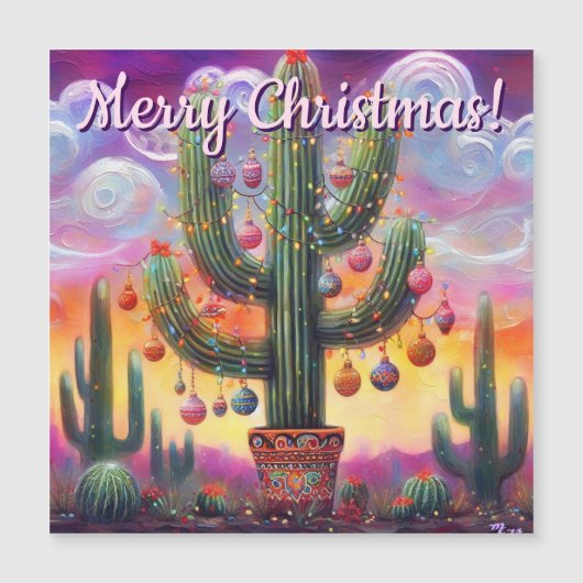 Carte magnétique du désert de Noël Saguaro Cactus (Devant)