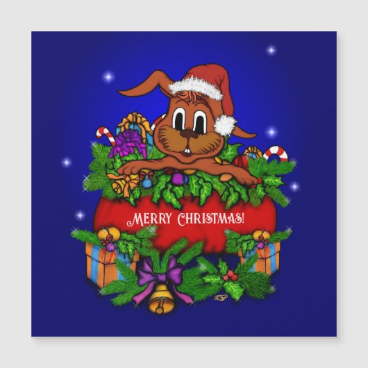Carte magnétique du lapin de Noël (Devant)