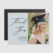 Carte Magnétique Dusty Blue élégant Merci de graduation de script (Devant / Derrière)