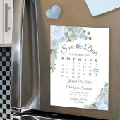 Carte Magnétique Dusty Blue Floral Calendrier Enregistrer la date M