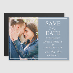 Carte Magnétique Dusty Blue Modern Photo Enregistrer l'aimant Date