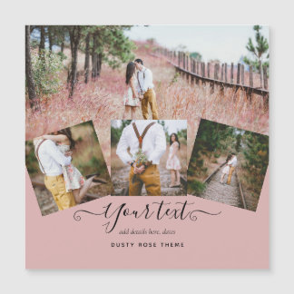 Carte Magnétique Dusty Rose rose Newlywets Mariage PHOTO Cadeau
