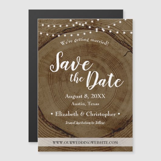 Carte Magnétique Éclairage à chaîne Mariage rustique magnétique (Devant / Derrière)