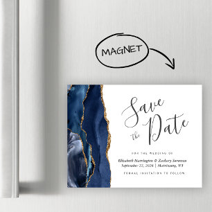 Carte Magnétique Économie de date de mariage magnétique en agate bl
