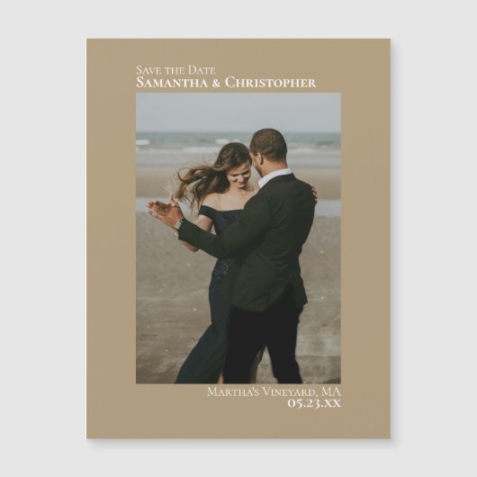 Carte Magnétique Économisez au minimum la date Vertical Photo Tan M (Devant)