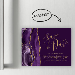 Carte Magnétique Économisez la date magnétique prune agate or pourp