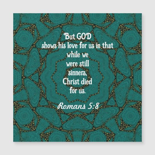 Carte Magnétique Écriture d'amour de Dieu Citation Romains 5:8 (Devant)