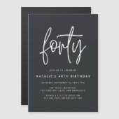 Carte Magnétique Écriture moderne 40e anniversaire simple et élégan (Devant / Derrière)