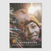 Carte Magnétique Ecriture or rouge plaid grâces 1 photo holida (Devant)