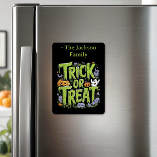 Carte Magnétique Éffrayant Tricoter ou traiter l'Halloween mince