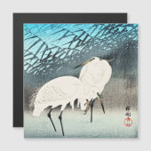 Carte Magnétique Egrets et roseaux, art d'Ohara Koson (Devant / Derrière)