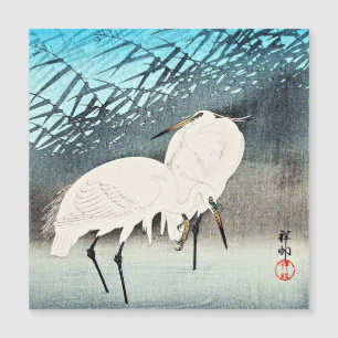 Carte Magnétique Egrets et roseaux, art d'Ohara Koson