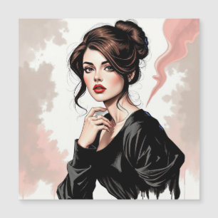 Carte Magnétique Élégance brune au regard énigmatique