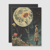 Carte Magnétique Élégance Lune - Femme avec Lune (Devant / Derrière)