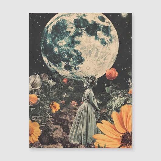 Carte Magnétique Élégance Lune - Femme avec Lune (3) (Devant)